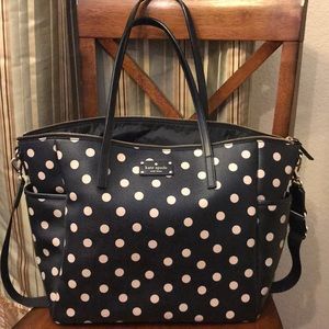 Kate Spade Black and Pink Polka Dot Diaper Bag